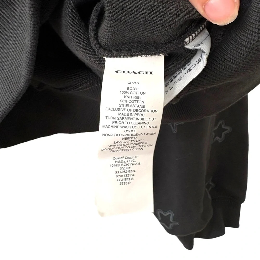 Coach‎ Women’s Star Cropped Crewneck Sweatshirt Embroidered Silver Size Large